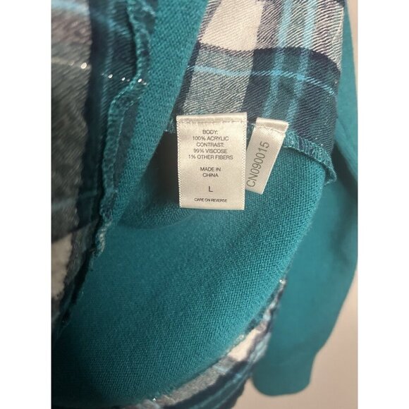 NEW YORK & COMPANY Size L Pullover Long Sleeve Sweater Plaid Layered Boho Casual - Picture 5 of 9